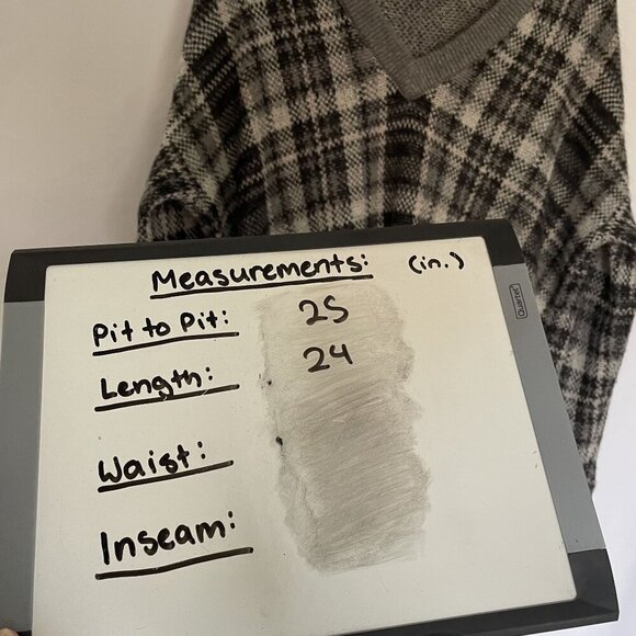 Banana Republic Womens V-Neck Plaid Sweater knit oversized grandpa detail fall - Picture 6 of 7